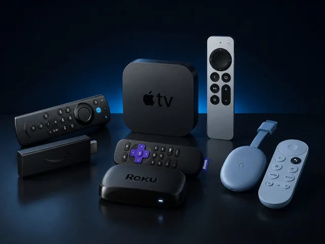 Examples of streaming players, sticks and their remotes