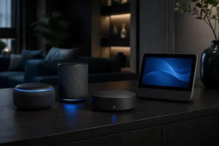 Examples of smart speakers, hubs and a smart display